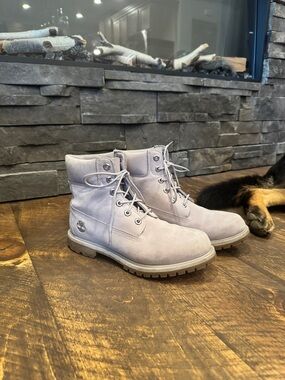 Timberland Light Gray Nubuck Lace-Up Ankle Boots